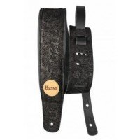 CORREIA BASSO 07CM BORDADO FLORAL PRETO VT SL 52