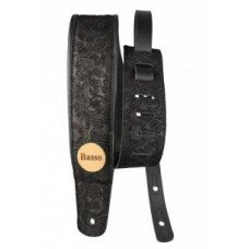 CORREIA BASSO 07CM BORDADO FLORAL PRETO VT SL 52