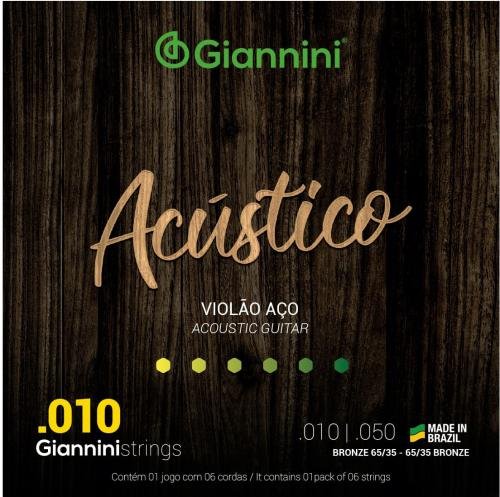 ENC GIANNINI VIOLÃO AÇO 010-050 ACUSTICO BRONZE 65/35 (GESWAM)
