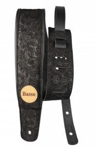CORREIA BASSO 07CM BORDADO FLORAL PRETO VT SL 52